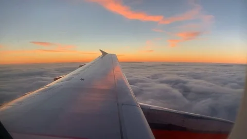 Plane wing window time-lapse at sunset Stock Footage 104625689