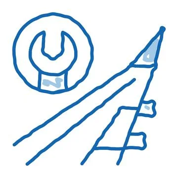 Plane Wing Wrench doodle icon hand drawn illustration Stock Illustration