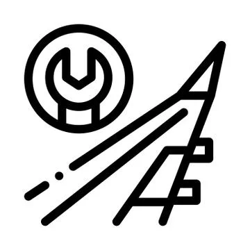 Plane Wing Wrench Icon Vector Outline Illustration Illustrazione stock