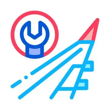 Plane Wing Wrench Icon Vector Outline Illustration Illustrazione stock