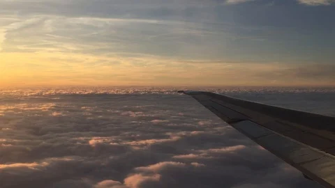 Plane Winsow Sunset Calm Stock Footage 129053828