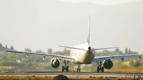 Plane with working Ready for Take off Video stock 98430728