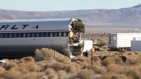 PLANE WRACK ON NEVADA TRAINING SITE Stock Footage 48000972