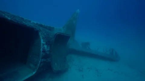 Plane Wreck Back Body Part Underwater Stock Footage 124204084