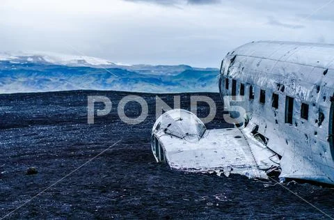 Plane wreck in wilderness Stock Photos