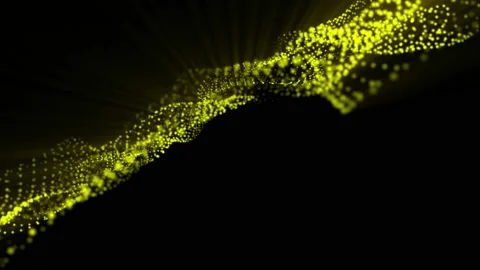 Plane of yellow particles slowly oscillates against a black background. abstract Stock Footage 97167541