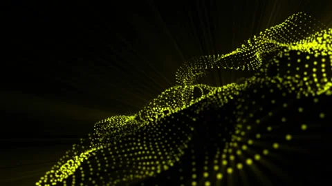 Plane of yellow particles slowly oscillates against a black background. abstract Stock Footage 97167617
