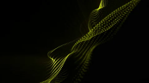 Plane of yellow particles slowly oscillates against a black background. abstract Stock Footage 97167749