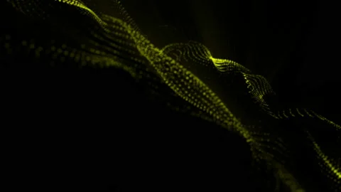 Plane of yellow particles slowly oscillates against a black background. abstract Stock Footage 97167973