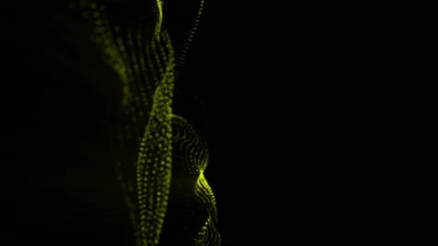Plane of yellow particles slowly oscillates against a black background. abstract Stock Footage 97168091