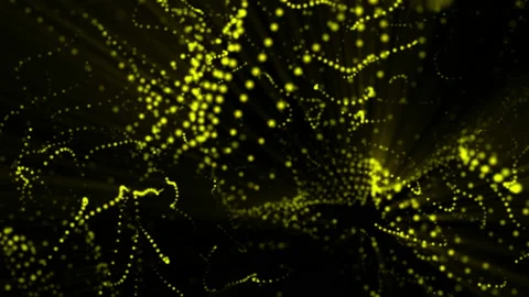 Plane of yellow particles slowly oscillates against a black background. abstract Stock Footage 97168474