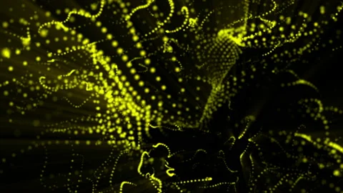 Plane of yellow particles slowly oscillates against a black background. abstract Stock Footage 97168665