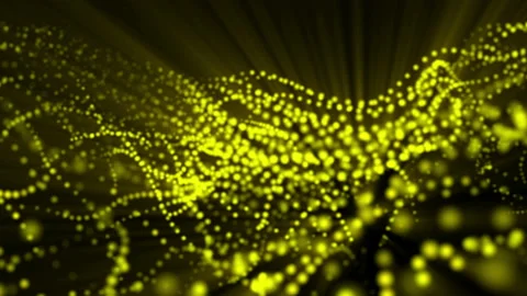 Plane of yellow particles slowly oscillates against a black background. abstract Stock Footage 97168853