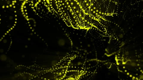 Plane of yellow particles slowly oscillates against a black background. abstract Stock Footage 97169032