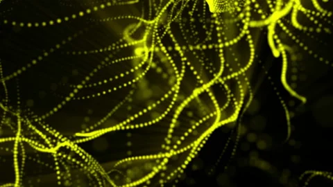 Plane of yellow particles slowly oscillates against a black background. abstract Stock Footage 97169207