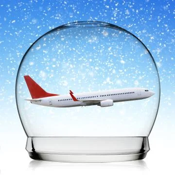 Plane flying in a snowball Stock Illustration