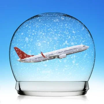 Plane flying in a snowball Stock Illustration