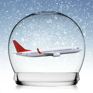 Plane flying in a snowball Stock Illustration