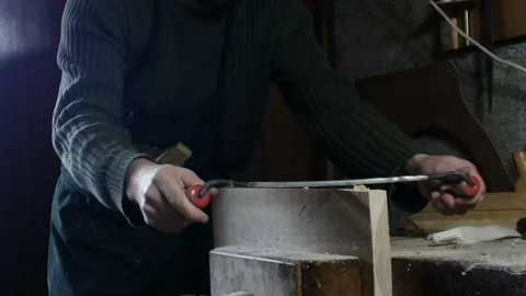 Planer carpenter with two-handle planer Stock Footage 88809808
