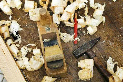 A planer in a carpenter's workshop. Tools in a joiner's workshop. Austria Stock Photos