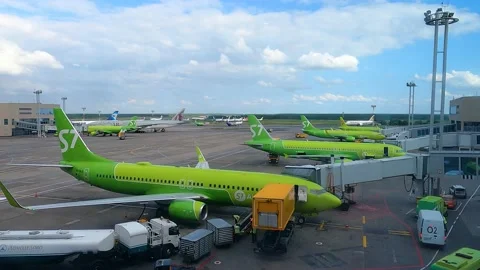 The planes are in the process of preparing for departure Stock Footage 174943720