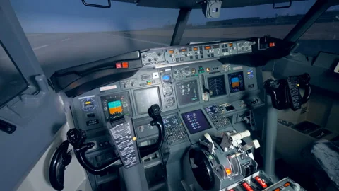 Plane's cockpit view from a pilot's seat Stock Footage 90756795