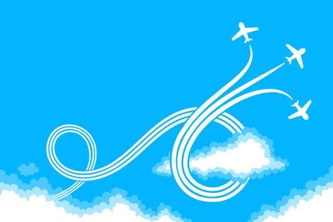 Planes draw a loop around the cloud Stock Illustration