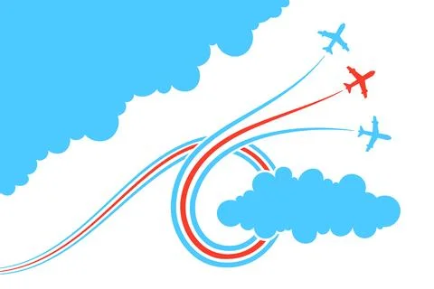 Planes draw a loop around the cloud Stock Illustration