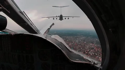 Planes fly to the parade Stock Footage 130465716