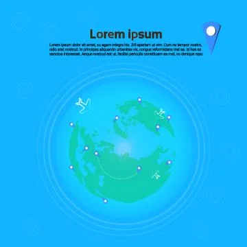 Planes Flying Over World Map With Pointers Travel Destinations Concept Template Stock Illustration