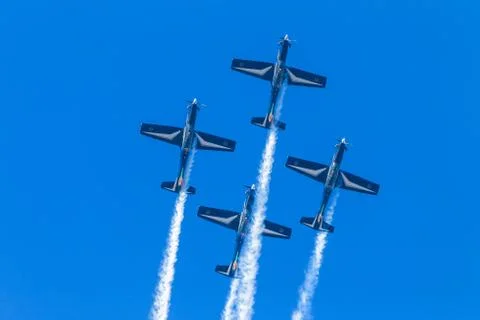 Planes Four Acrobatic Climb Loop Stock Photos