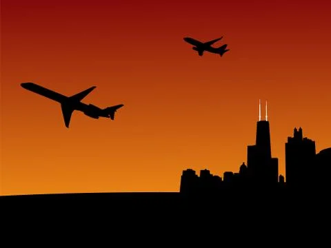 Planes leaving chicago Ilustración de archivo