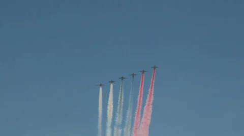 Planes paint russian flag in the sky Stock Footage 23296684