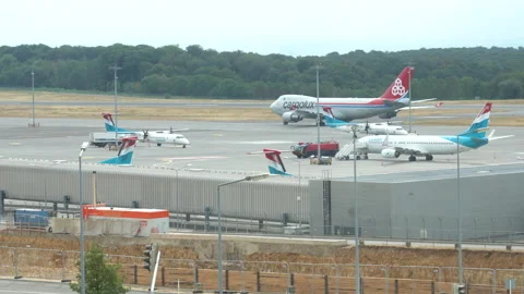 Planes preparing for take-off at the airport. Stock Footage 137457255