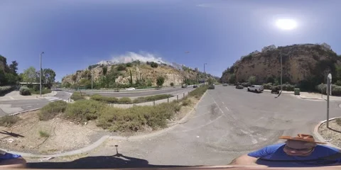 Planes from right-to-left dropping fire retardant on brush fire 360VR Видео 312970209