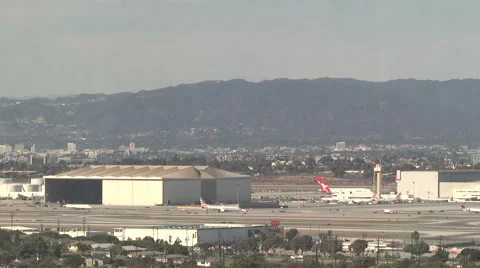 Planes Takes off at LAX 1 Stock Footage 43275657