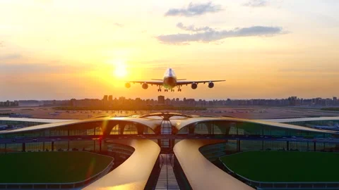 Planes taking off at Daxing Airport Stock Footage 259447469