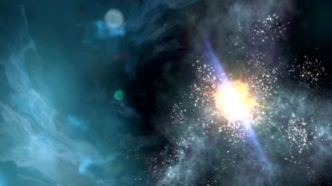Planet absorbed by a black hole, as supernova Stock Footage 147970346