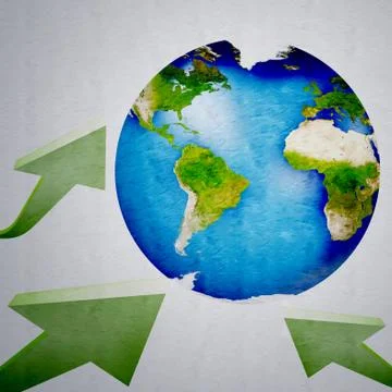 Planet abstract background green arrows Stock Illustration
