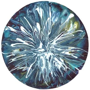Planet Abstract textural liquid fluid acrylic blue turquoise black white isol Stock Illustration