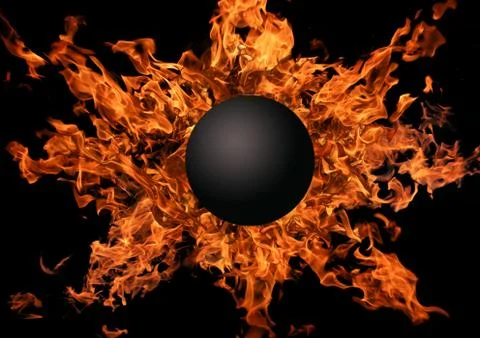 Planet against bright flame Stock Illustration