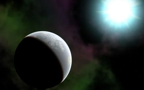 Planet and Blue Sun Stock-Illustration