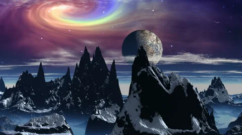 Planet and cosmic whirlwind Stock Footage 34972991