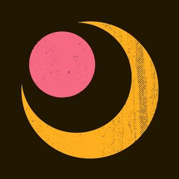 Planet and crescent moon Illustrazione stock