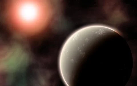 Planet and Its Red Sun Stock-Illustration