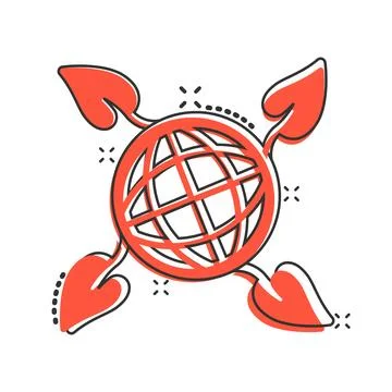 Planet and leaf icon in comic style. World and eco cartoon vector illustrat.. Stock Illustration