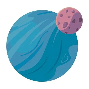 Planet and moon Ilustração Stock