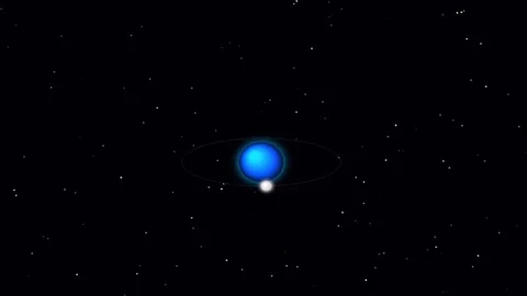 Planet and moon orbiting in space with starfield against a dark background .. Stock Footage 344710067