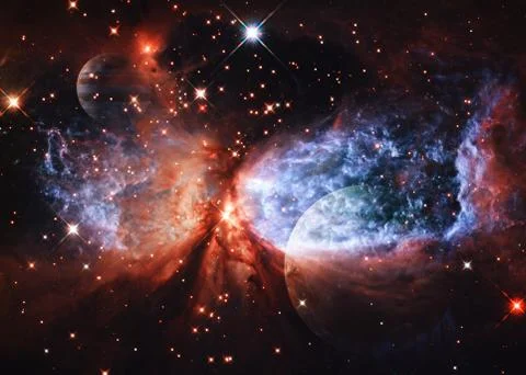 Planet and nebula in outer space. Elements of this image furnished by NASA Stock Illustration