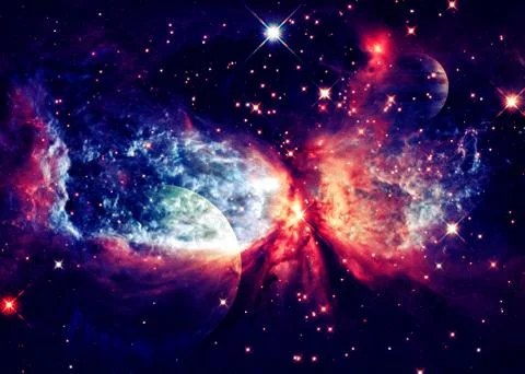 Planet and nebula in outer space wit. Foto stock
